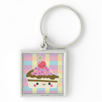 Kawaii Slice of Cake on Colourful Checks