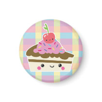 Kawaii Slice of Cake on Colourful Checks