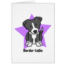 Kawaii Star Border Collie Greeting Card