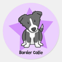 Kawaii Star Border Collie Round Sticker