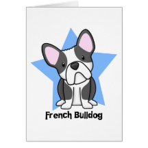 Kawaii Star BW French Bulldog Greeting Card