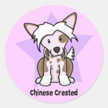 Kawaii Star Chinese Crested Round Sticker