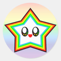 KAWAII STAR RAINBOW HAPPY FACE LUCKY STICKER