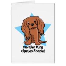 Kawaii Star Ruby Cavalier King Charles Spaniel Greeting Cards
