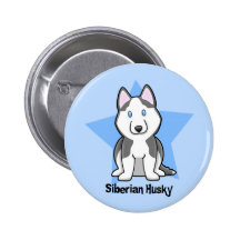 Kawaii Star Siberian Husky Button