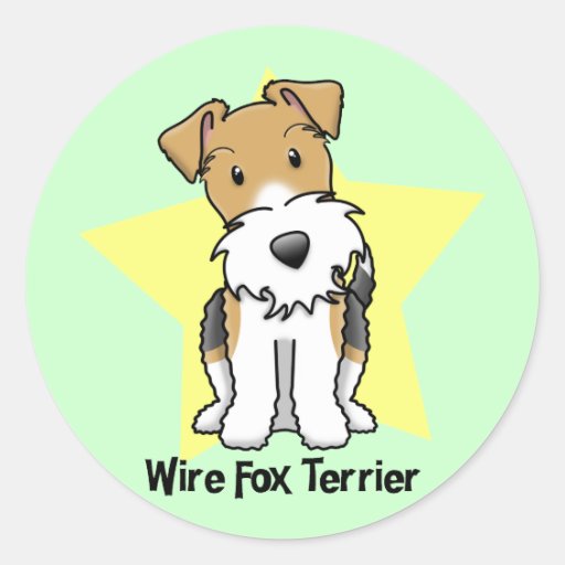 Kawaii Star Wire Fox Terrier Round Stickers