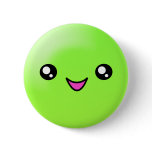 Kawaii Sugar Dots Lime Happy Face Button