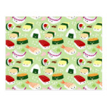 Kawaii Sushi with faces Post Card