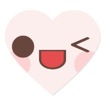 Kawaii Sweet Heart Valentine Happy Wink Face Stickers