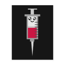 KAWAII SYRINGE SHOT MEDICAL HAPPY FACE POST CARD