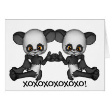 Kawaii Twin Panda Baby Bears Card