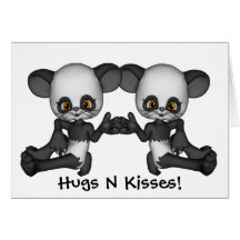 Kawaii Twin Panda Baby Bears Card