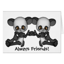 Kawaii Twin Panda Baby Bears Card
