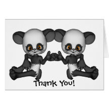 Kawaii Twin Panda Baby Bears Card