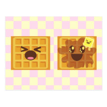 kawaii waffles good morning breakfast! post cards