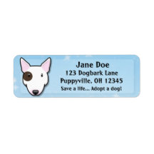 Kawaii White Bull Terrier (Eye Spot) Labels