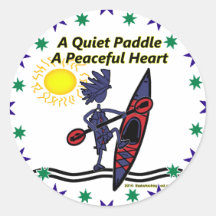 Kayak A Quiet Paddle Waves Round Sticker
