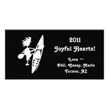 Kayak Canoe Joyful Silhouette Custom Photo Card