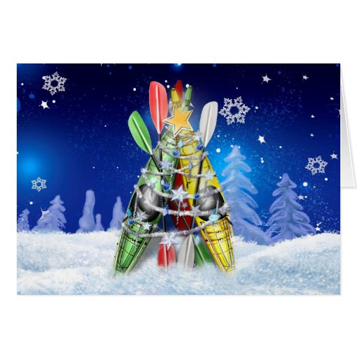 Kayak Christmas Tree - Greeting Card