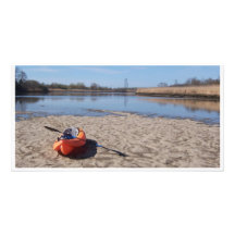 Kayak sur le banc de sable carte avec photo