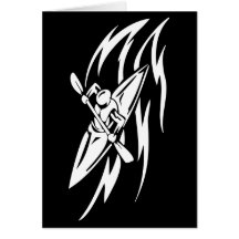 Kayaking Extreme Sport Graphic in Black & White Greeting Cards