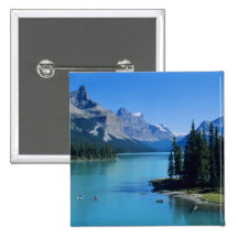 Kayaking on Maligne Lake at Spirit Island Pinback Button