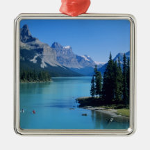 Kayaking on Maligne Lake at Spirit Island Christmas Tree Ornament