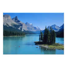 Kayaking on Maligne Lake at Spirit Island Photo