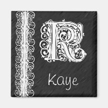 Kaye K Monogram White Lace on Black Magnet
