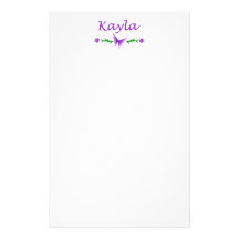 Kayla (Purple Butterfly) Personalized Stationery