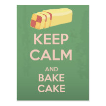 Keep Calm and Bake Cake Vintage Poster Postcards