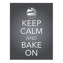 Keep Calm and Bake On Recipe Card Black Post Card