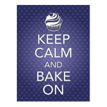 Keep Calm and Bake On Recipe Card Blue Post Card