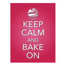 Keep Calm and Bake On Recipe Card Pink Postcards
