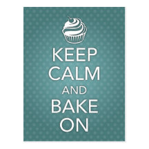 Keep Calm and Bake On Recipe Card Teal Post Cards
