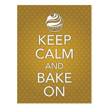Keep Calm and Bake On Recipe Card Yellow Postcard