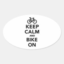 Keep calm and bike on oval stickers