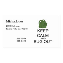 Keep Calm And Bug Out Business Card Templates