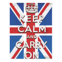 Keep Calm and Carry On British Flag Postcard