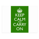 Keep Calm and Carry On British Racing Green Post Cards