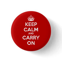 Keep Calm and Carry On Circle Button - Red