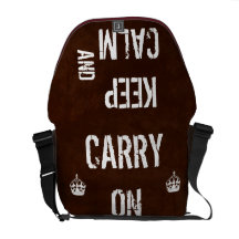 KEEP CALM AND CARRY ON Distressed Brown Courier Bag
