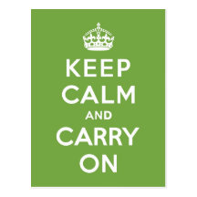 Keep Calm and Carry On Emerald Green Postcards