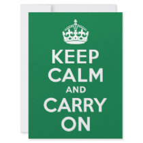 Keep Calm and Carry On Green Personalized Invite