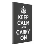Keep Calm and Carry On Grey Wrapped Canvas Stretched Canvas Print