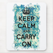 Keep Calm and Carry On Grunge Wallpaper Damask Mousepad