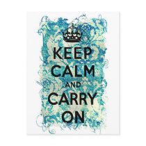 Keep Calm and Carry On Grunge Wallpaper Damask Post Card