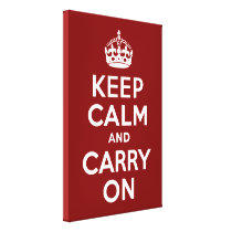 Keep Calm and Carry On Maroon Wrapped Canvas