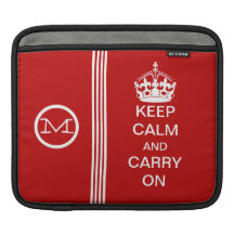KEEP CALM AND CARRY ON Monogram Racing Stripe Sleeve For iPads