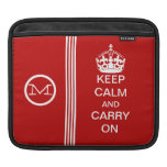 KEEP CALM AND CARRY ON Monogram Racing Stripe Sleeves For iPads